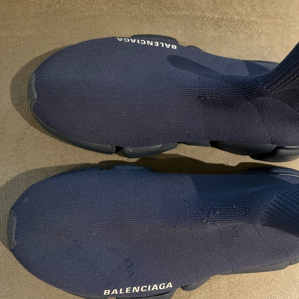 Balenciaga Women’s sneakers navy blues 
Size 7
Lightly worn but has some defects
